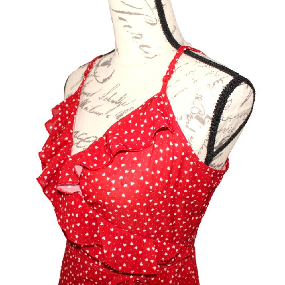 Shein Heart Pattern Ruffled Wrap Dress - Picture 7 of 11